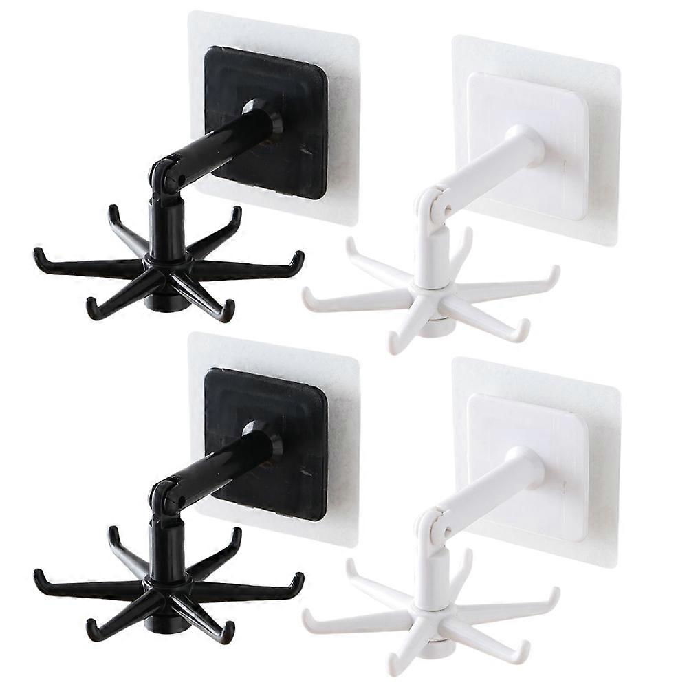 Kitchen Holder Plastic 4Pcs Rotary Hooks Multifunctional for Storage