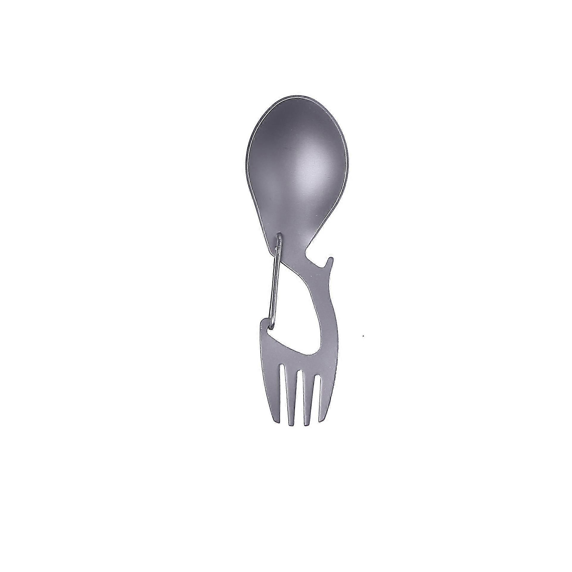 3 In 1 Camping Spoon Tableware Titanium Ultralight Titanium(2pcs,silver)