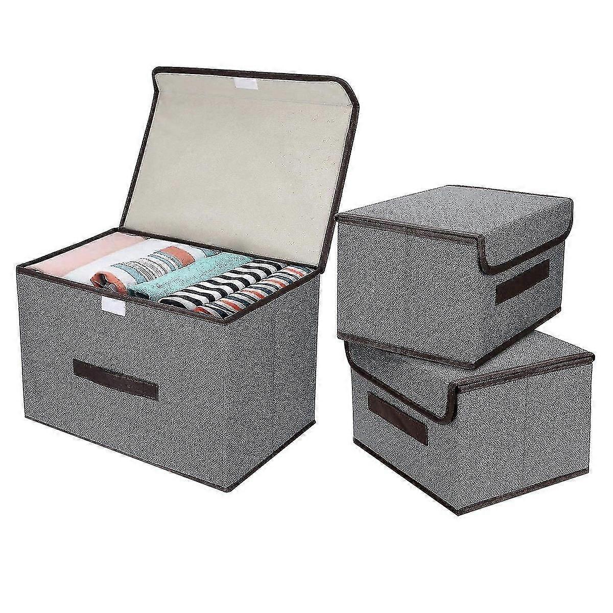 3 Pack Foldable Storage Boxes With Lids,fabric Storage Basket