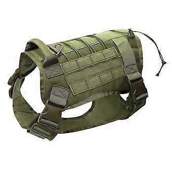 Tactical Dog Harness No Pull, Reflective Military Dog Harness With Handle, Service Dog Vest For Training-Army Green Size M