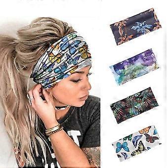 Earent Boho Afrikaanse hoofdbanden Yoga Brede Knoop Haarbanden Zweet Bedrukte Headwraps Elastische Tulband Hoofddoeken Multicolor Headwear Outdoor Haaraccessoires