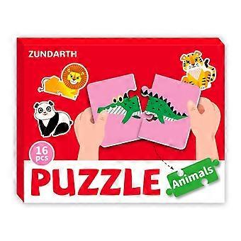 Jogo de Quebra-Cabeça Educativo Infantil - 16 Peças com 4 Temas Divertidos, Desenhos Fofos de Animais e Vegetais, Brinquedo Educativo para Bebês e Crianças