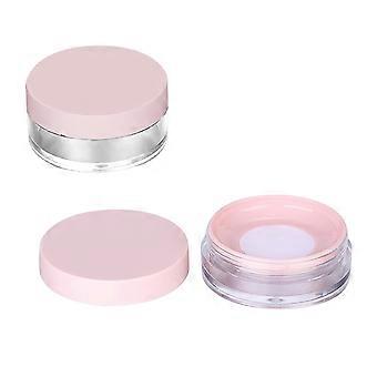Empty Powder Case Makeup Powder Container for Storage 2Pcs Pink Round