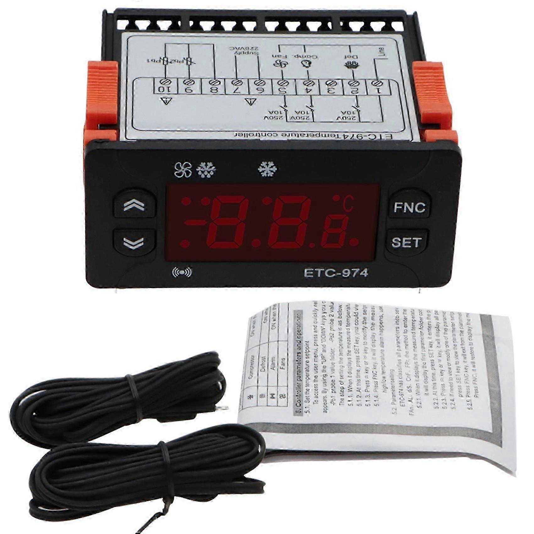 ETC-974 Digital Temperature Controller Alarm 220V Sensor