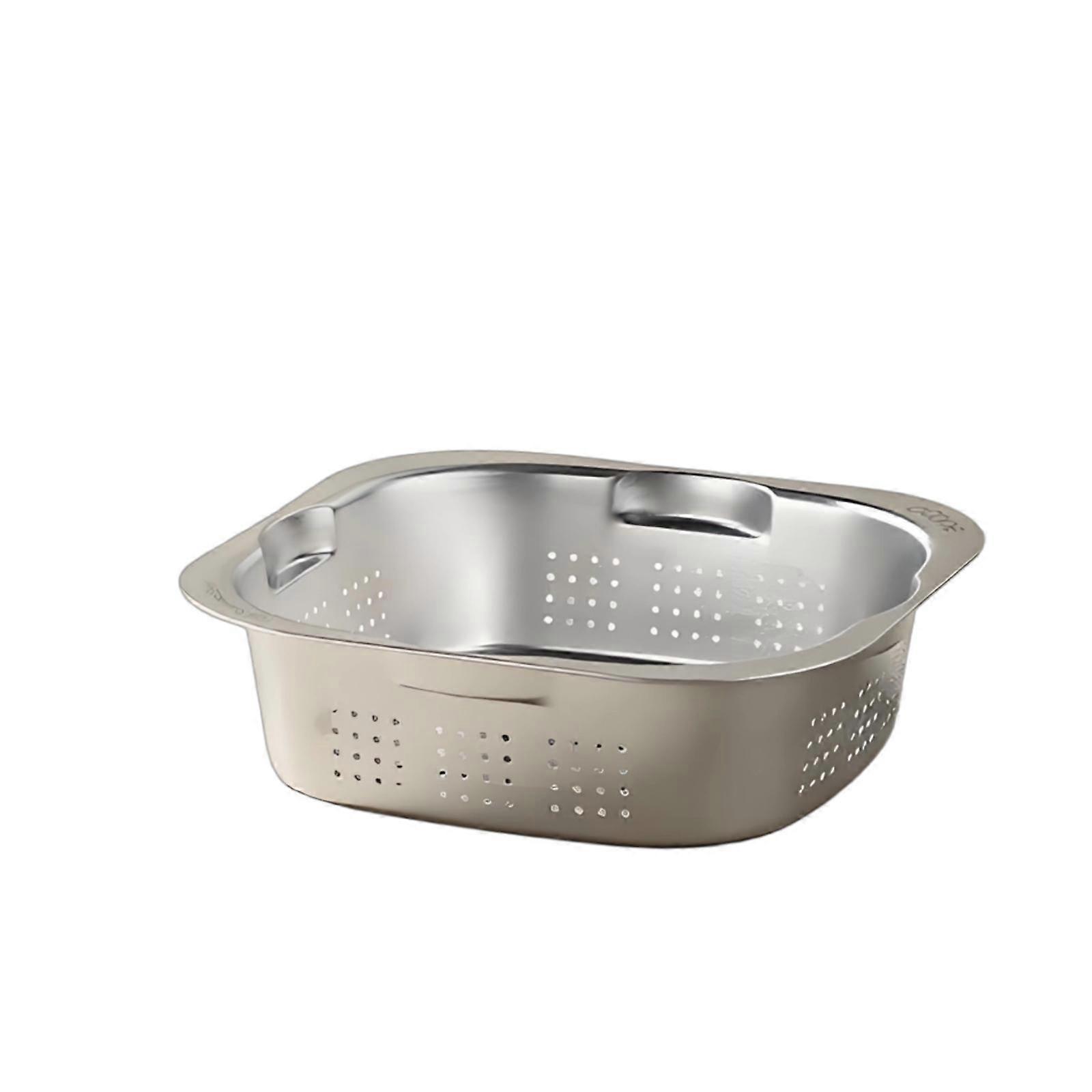 Double-Layer Draining Basin Perforated Stainless Steel Colander Set Nested