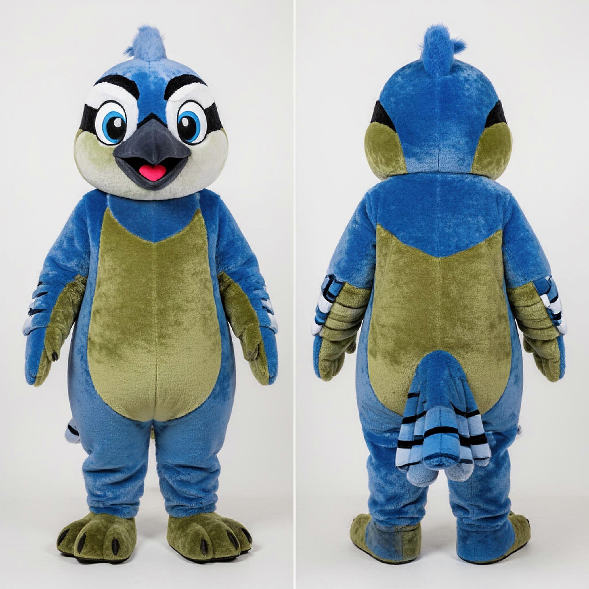MASTICOT Turquoise Feathered Blue Jay Mascot