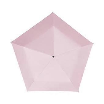 Light Rain Umbrella with Compacts Folding Form, Five-Panel Canopy, Wrist Belt and Black Inner Coating for Daily Travel  Pink