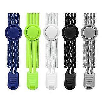 5 Pair No Tie Shoe Laces,Reflective Elastic Lock Shoe Laces, One Size Fits All Adult and Kids Shoes