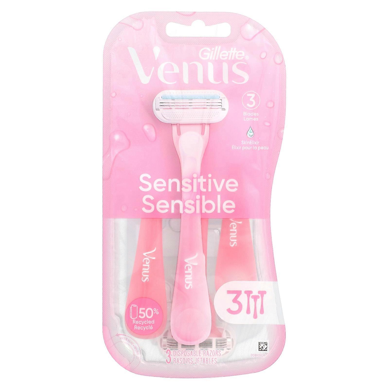 2 x Gillette, Venus, Sensitive, 3 Disposable Razors