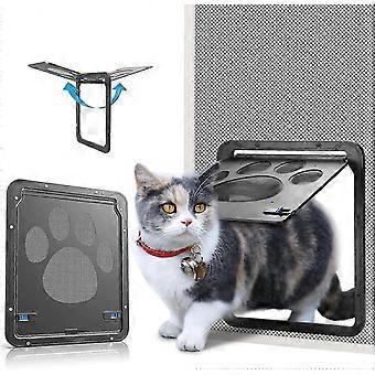8x10x0.4in Black Mesh Magnetic Lockable Automatic Screen Door Flap Puppy Dog Cat