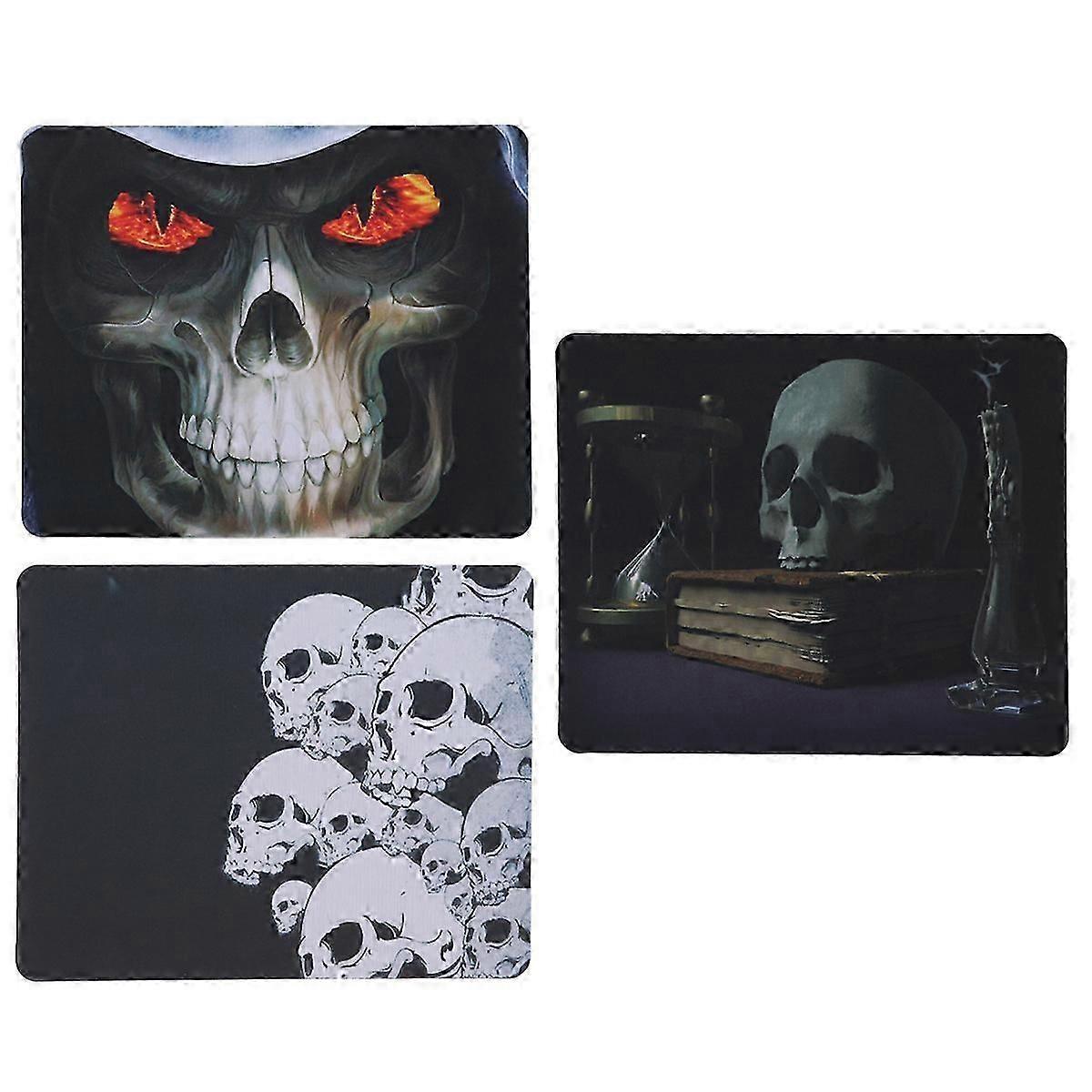 Office Desk Mouse Pad Set 1Set Black Halloween Skull Pattern