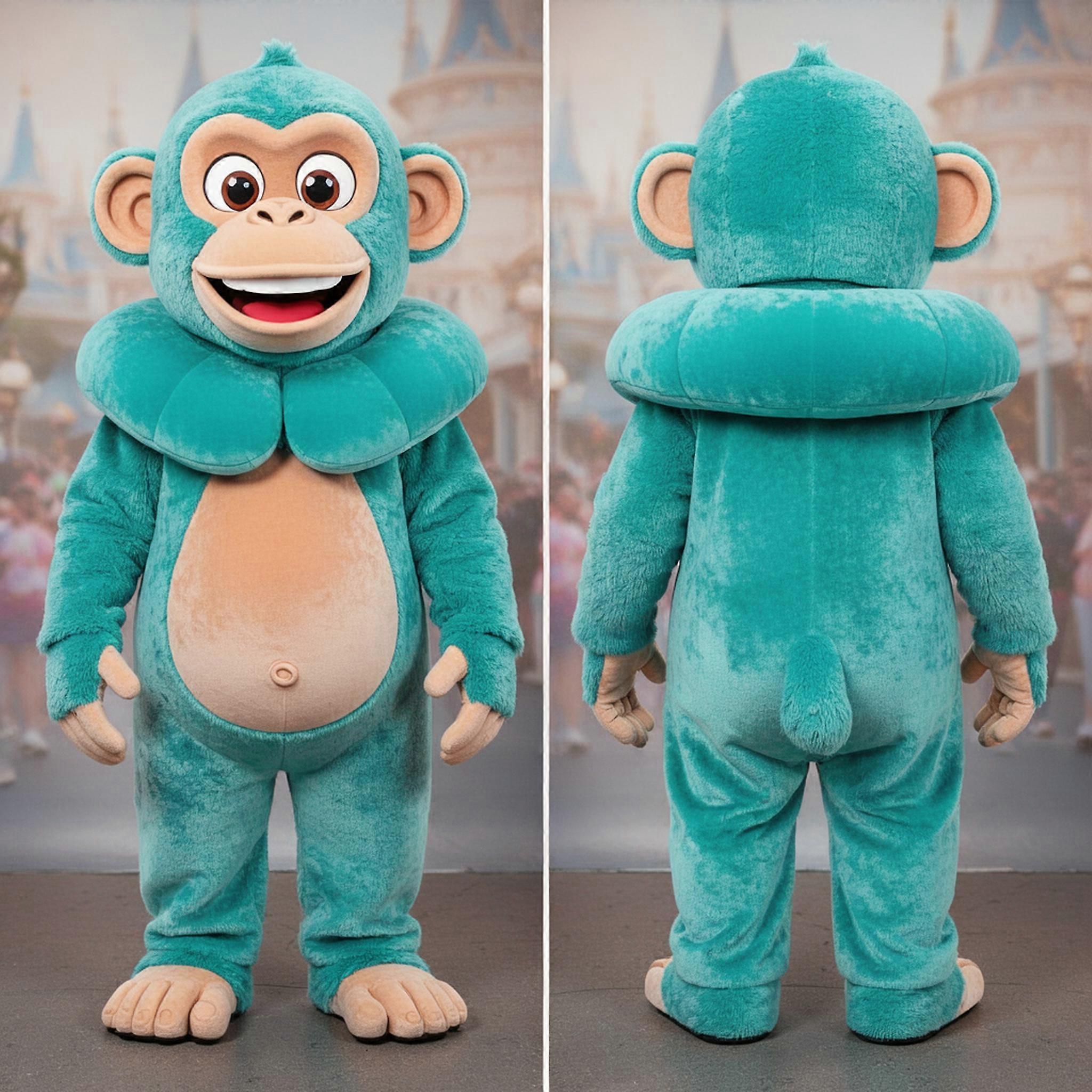 MASTICOT Turquoise Cartoon Chimpanzee Mascot