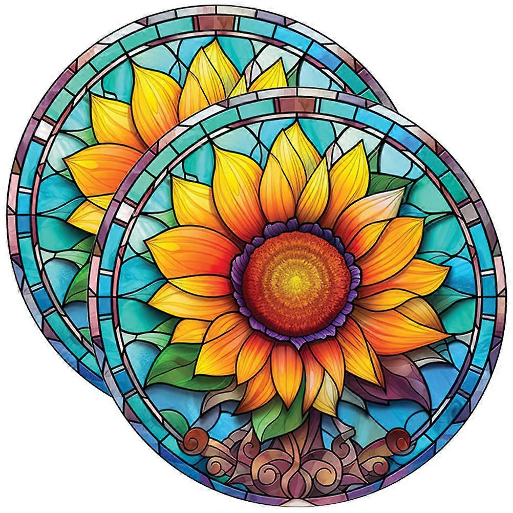 Anti-Collision Window Clings Sunflower Electrostatic Decals 2Pcs