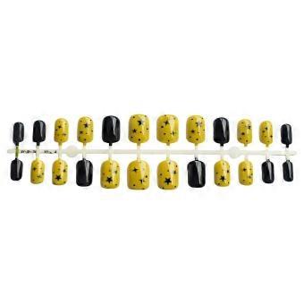 Yellow Black Star False Nails Set