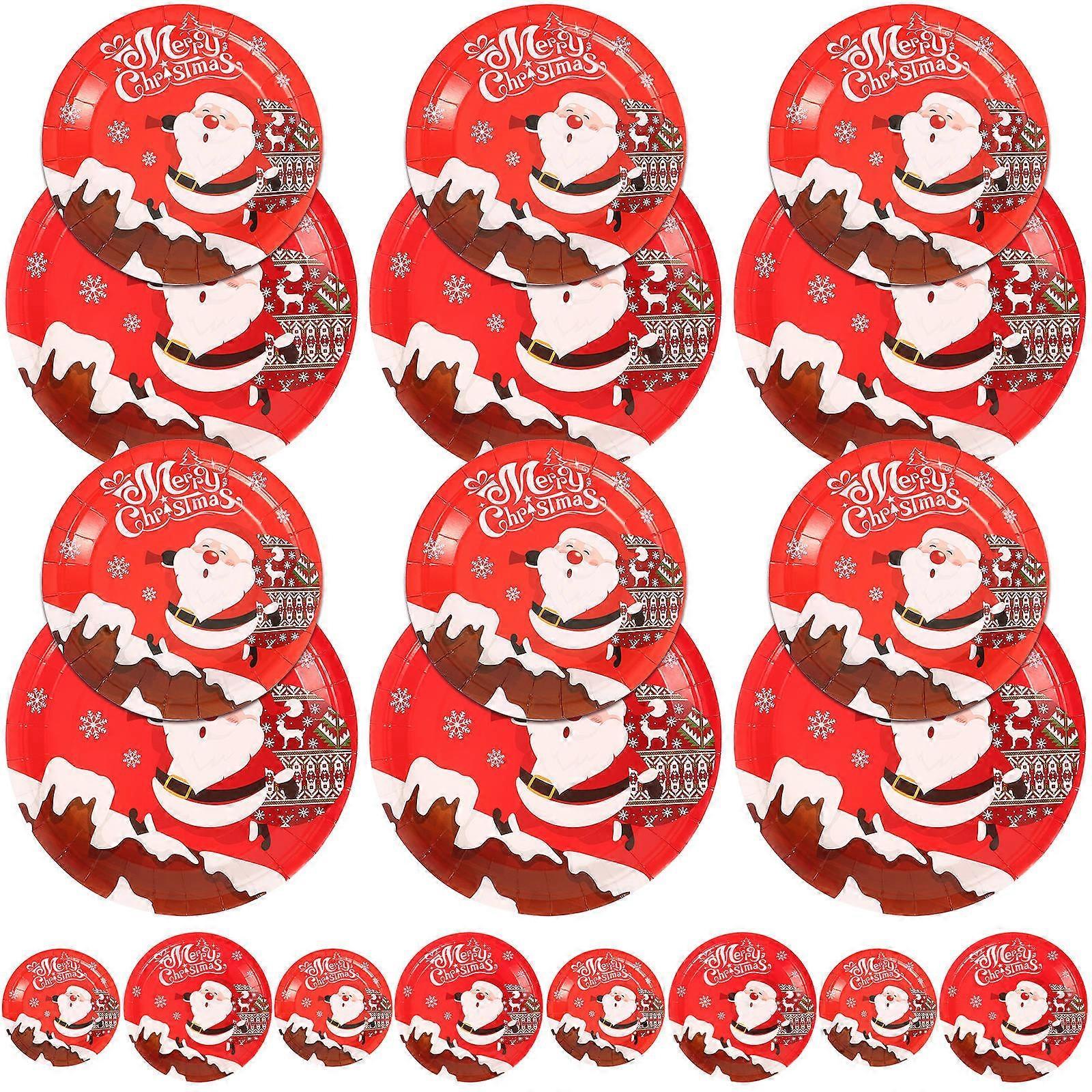 Red Christmas Style Cake Plates compatible with Party 20Pcs Paper Multi-Function Plates