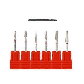 Red Conical Nail Drill Bits Tungsten Set