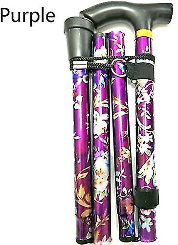 Folding Walking Stick Adjustable Aluminium Floral Walking Cane For Hiking Camping Durable Mobility Aid