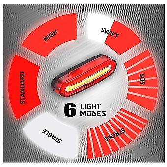 Usb Rechargeable Bike 6 Modes Tail Light Flashlight Led Lamp Warning Light Waterproof(black)
