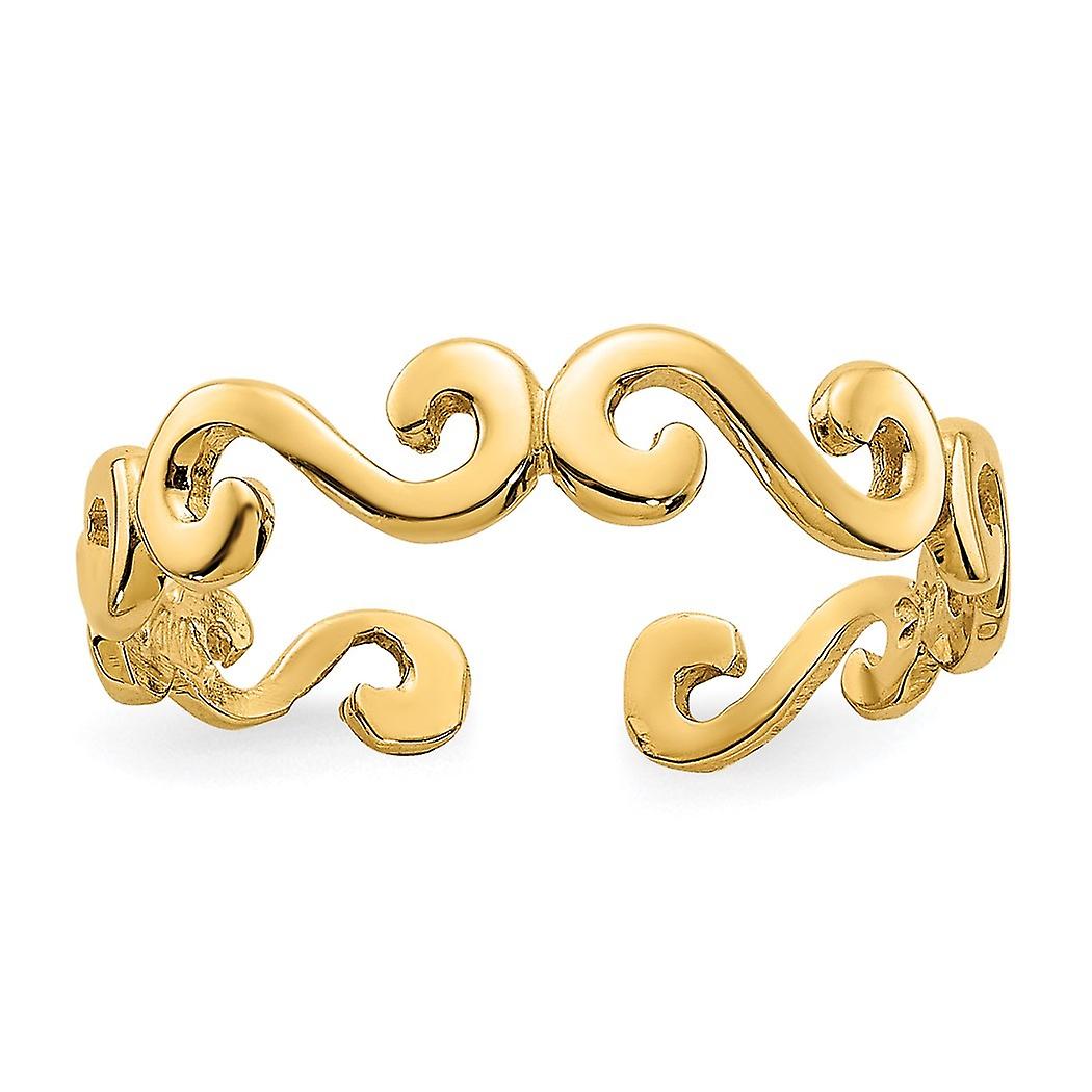 4mm 10k Solid Yellow Gold Swirl palec u nogi dla kobiet - .4 gramy