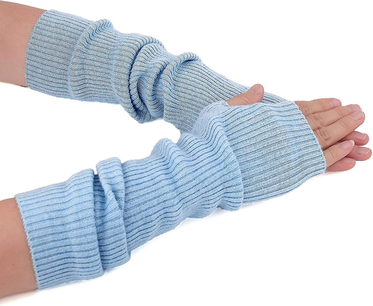 Cashmere Blended Arm Warmer Winter Fingerless Gloves Knit Long