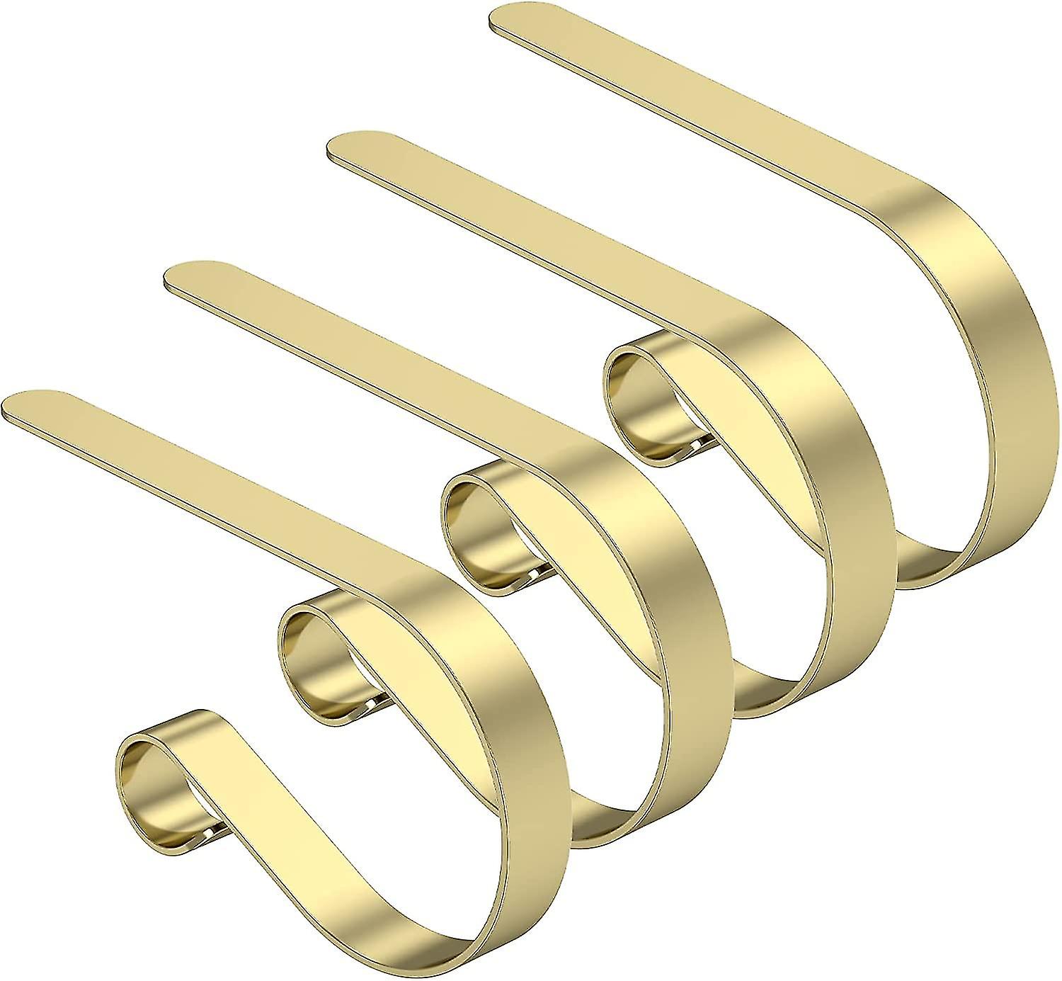 Set Of 4 Christmas Stocking Hangers: Adjustable, Non-slip Metal Hooks For Mantels
