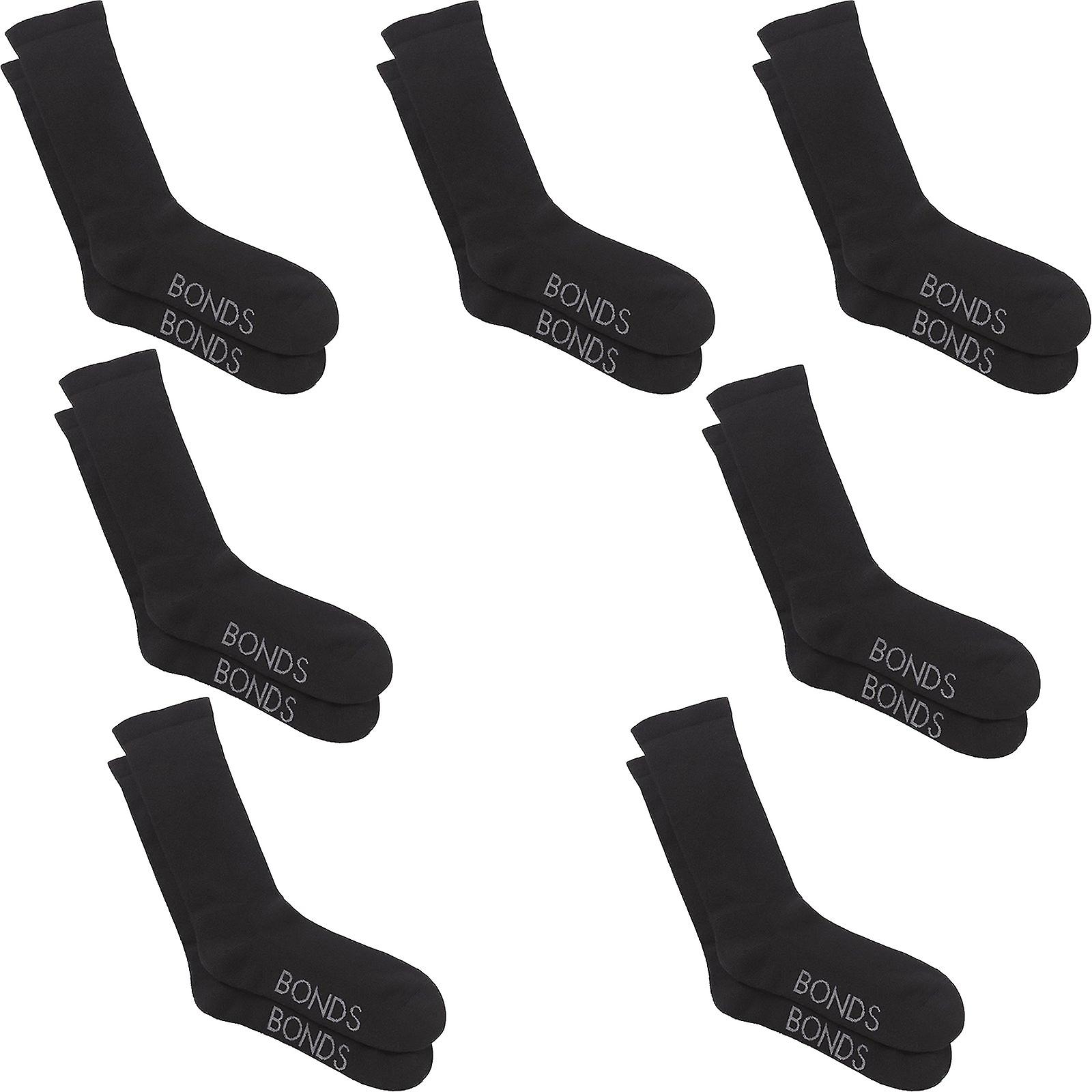 7 Pairs Bonds Circulation Crew Very Comfy Cotton Mens Socks Black Szfp2n Bulk