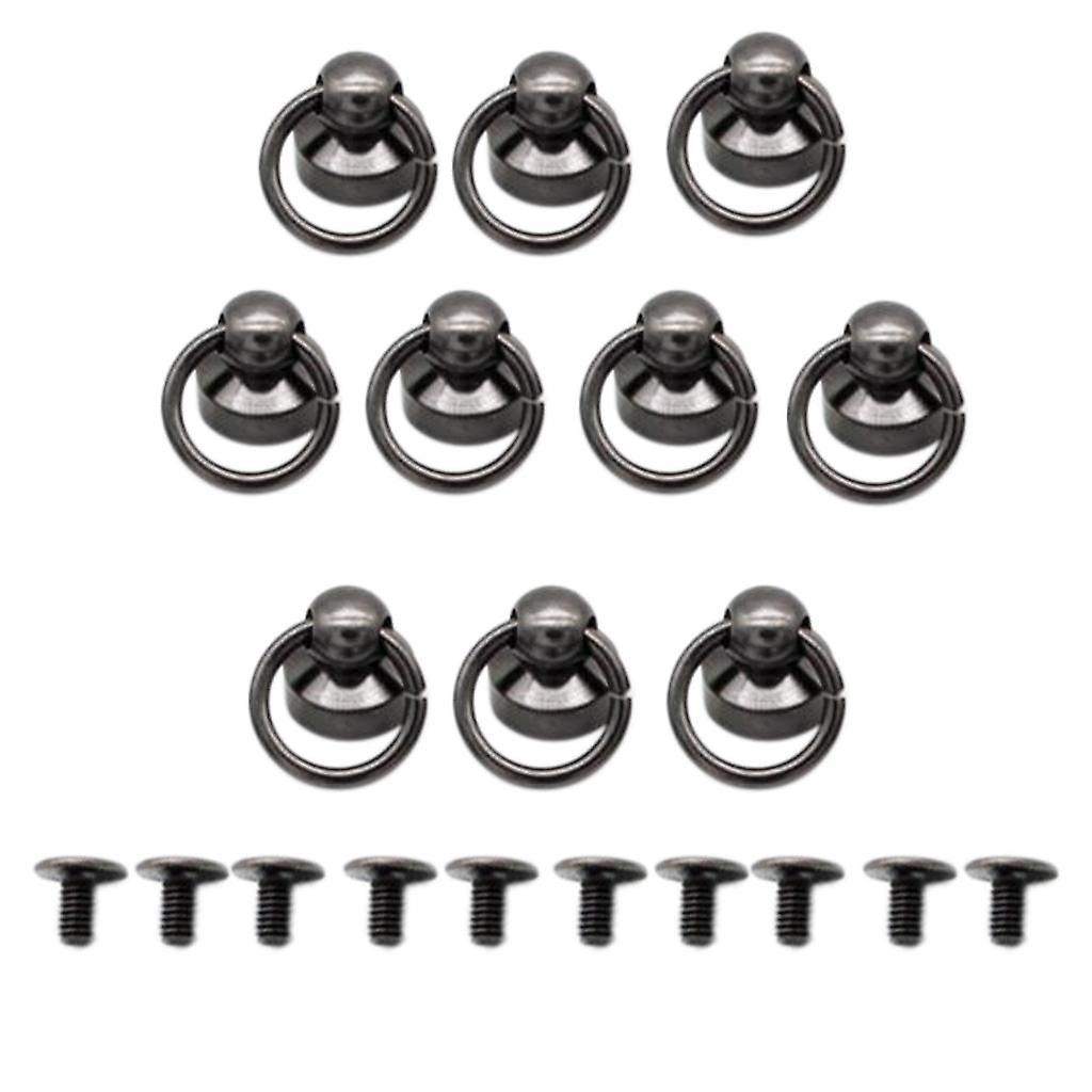 10 Sets O-Ring Head Button Stud Screwback for Wallet Chain Connector Black