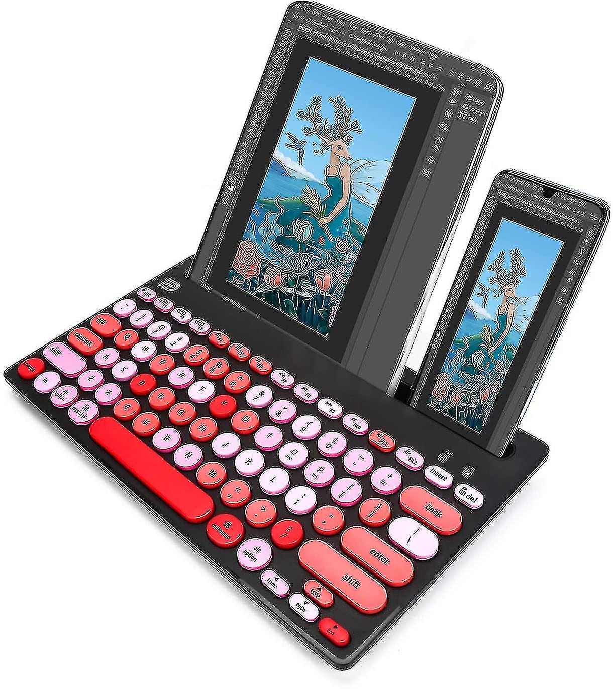 Wireless Keyboard Bluetooth And 2.4g D,switch To 3 Devices