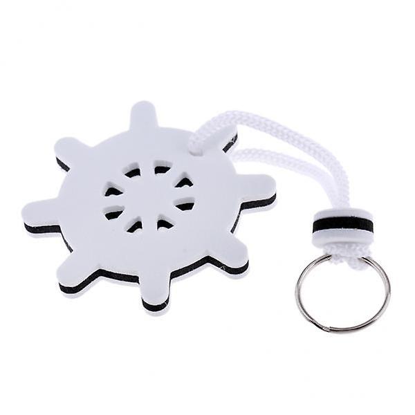 7xSteering Wheel Shaped Marine Boating Keyring Floating Key Ring Float White
