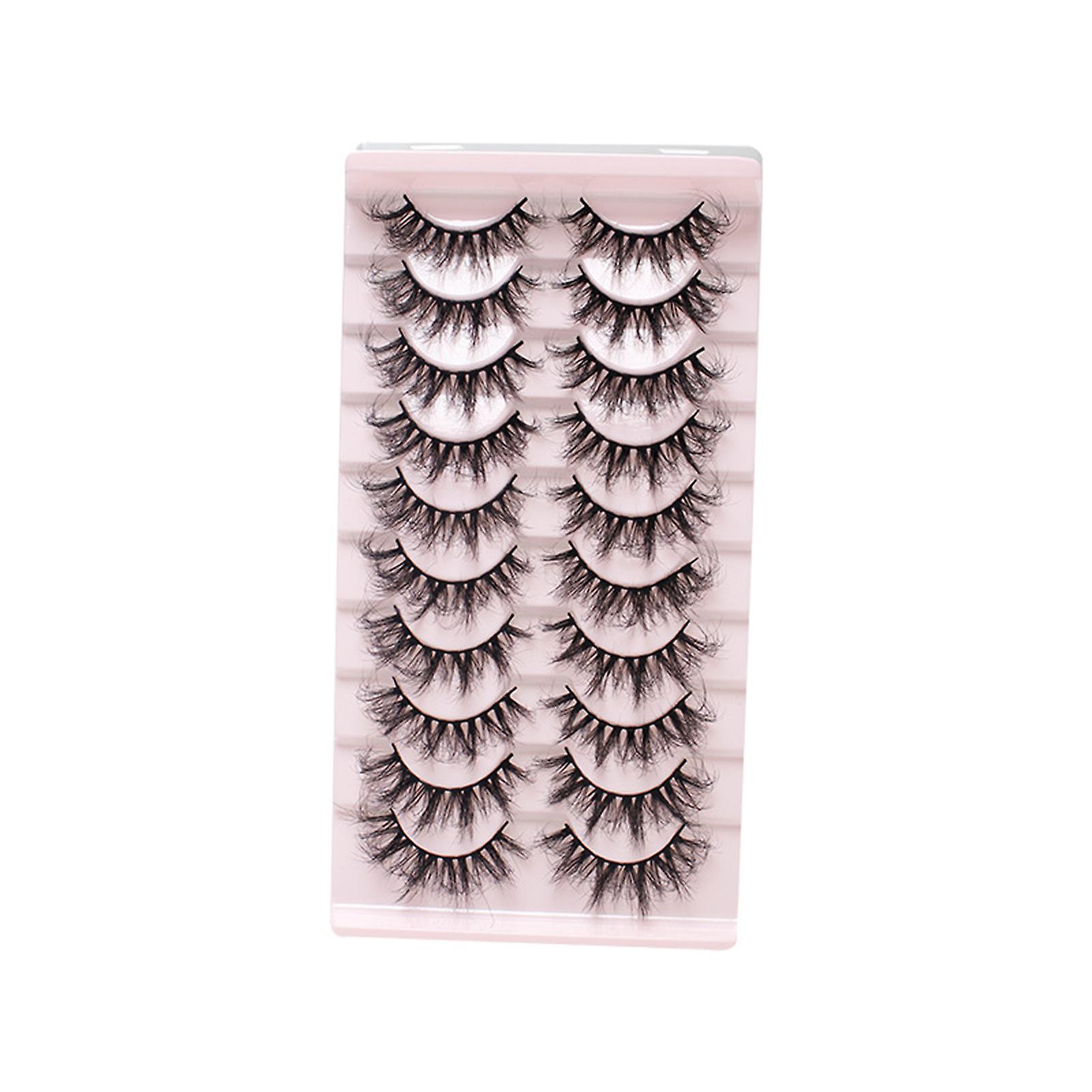 10 Pairs Dense Soft Artificial Eyelashes Diy Fluffy Effect Lightweight Lashes