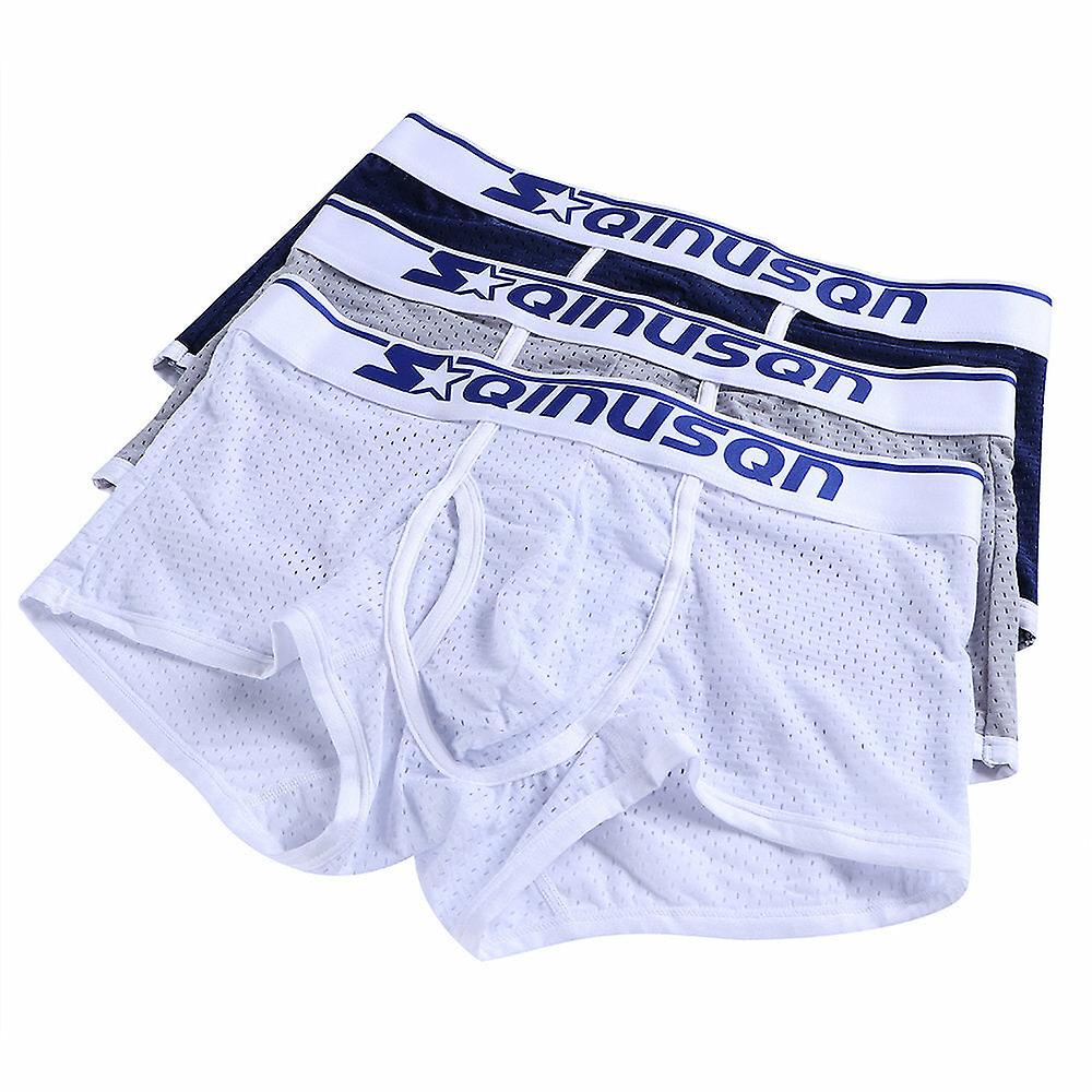 Men's Low Waist Ice Silk Mesh Breathable Boxer Underwear With Convex Pouch