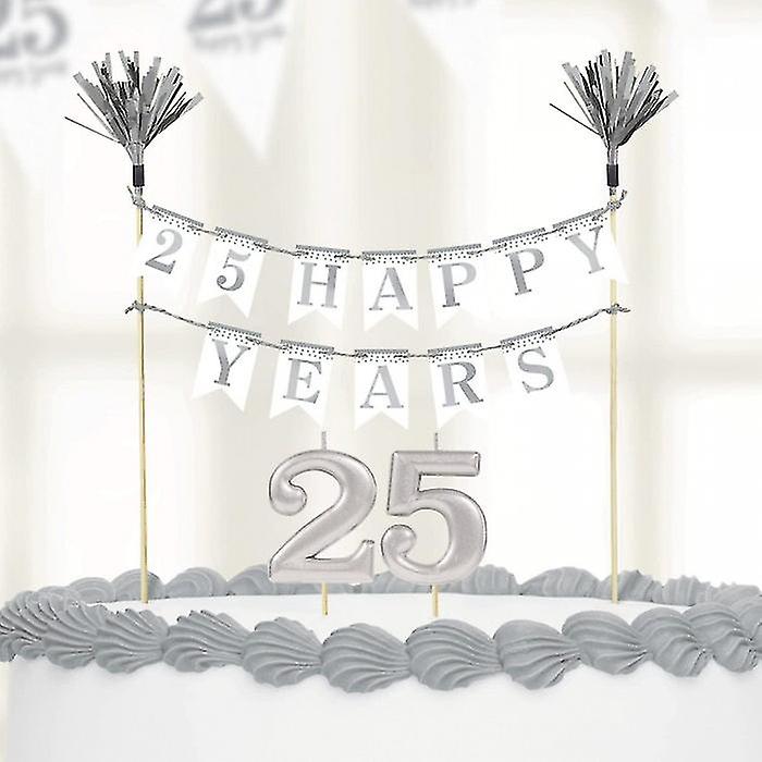 Amscan 25th Anniversary Candle & Cake Topper (Pack of 3)