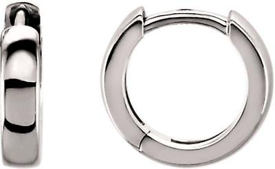 14Kホワイトゴールド11.5mmポリッシュヒンジイヤリング女性用スタッドイヤリング - 2.0グラム
