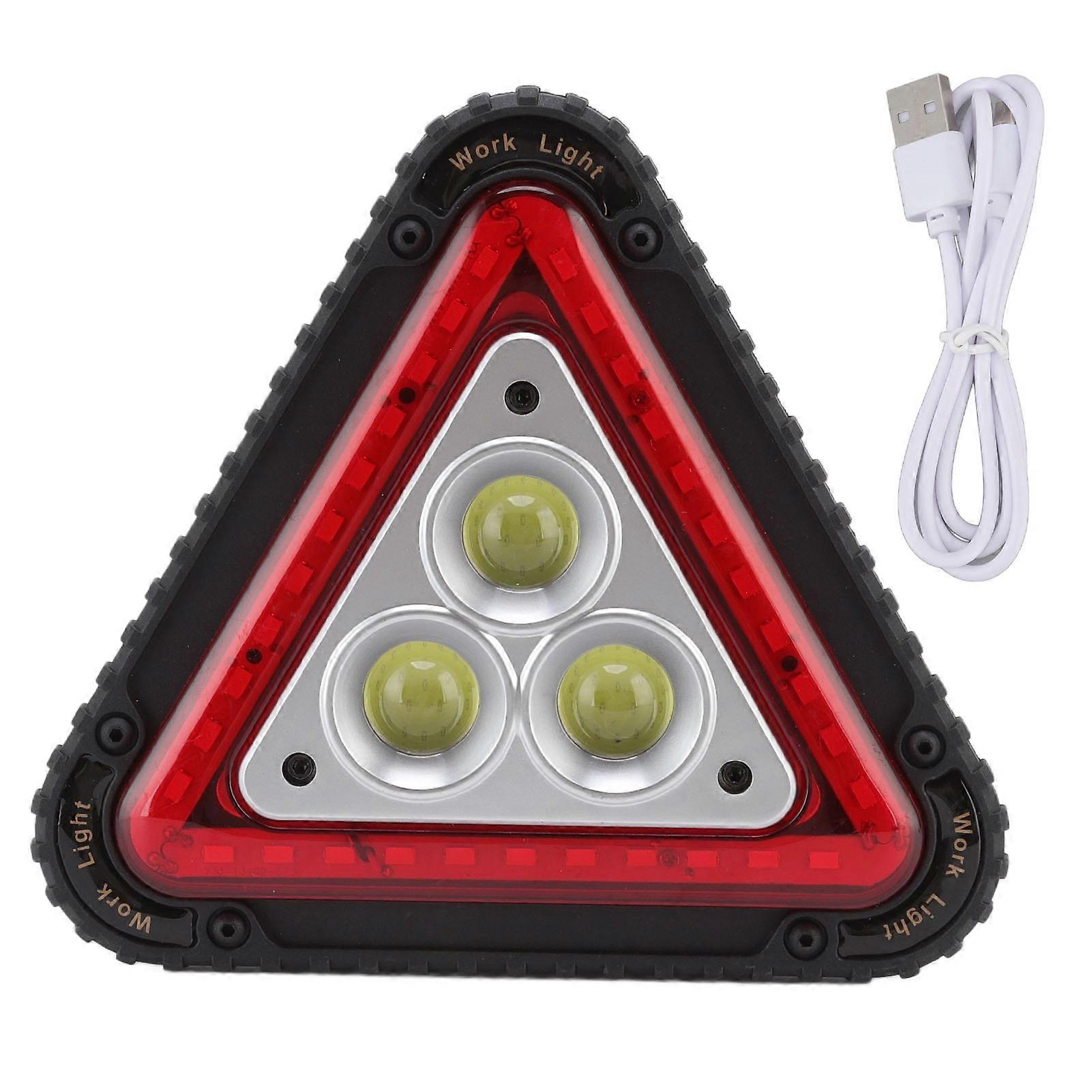 Triangular Multifunctional COB Work Light USB Rechargeable Red Warning Light Portable Outdoor Camping Lamp No Battery Include