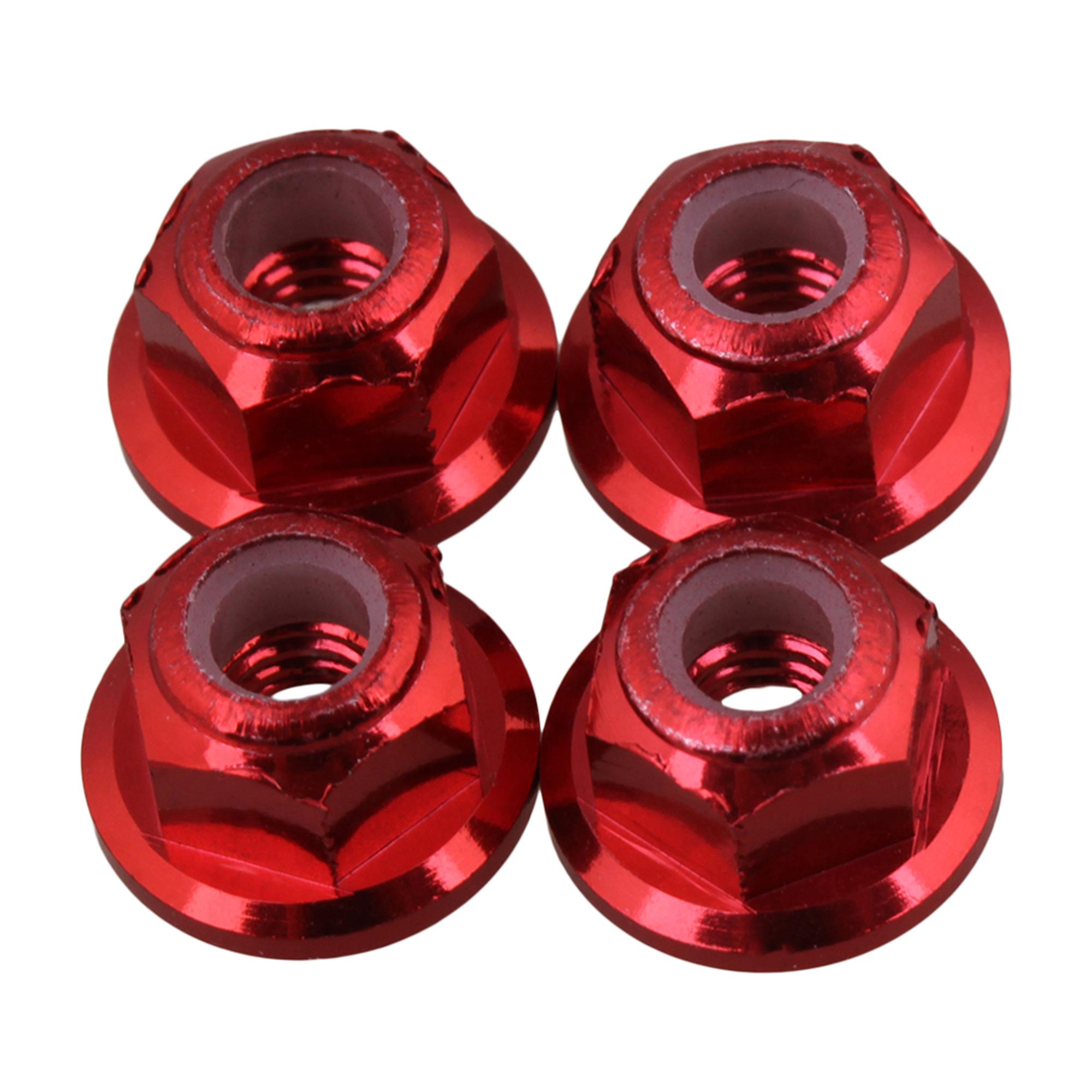 4 Pieces Alloy RS4016 Nylon M4 Tire Nut for RC1:10 On Road Car Red