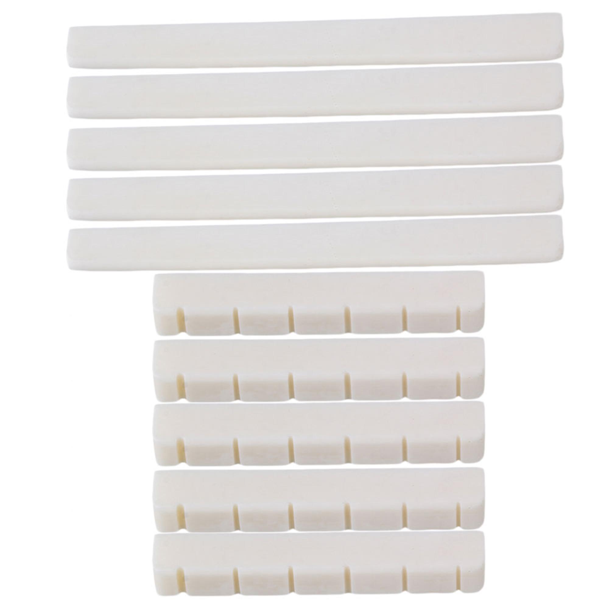 5 Set of Beige Guitar Oxen Bone Nut Slotted Saddle for 6-String Classical Guitar