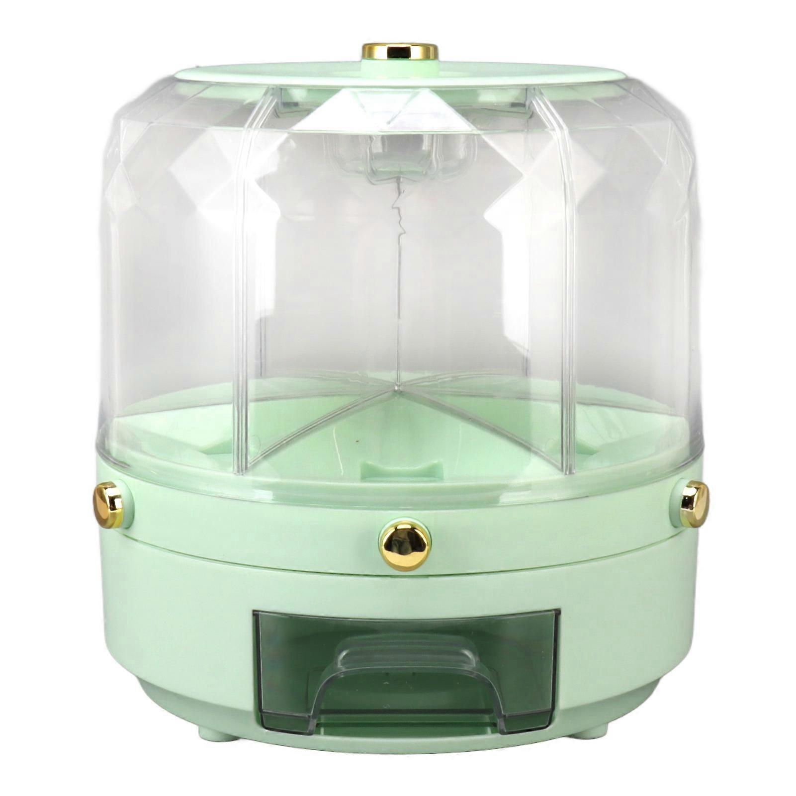 Rotating Grain Storage Box, 6 Compartments, 6 kg, 360 Degree Rotating Rice Dispenser for Rice, Beans, Grains, Household, Kitchen, Green
