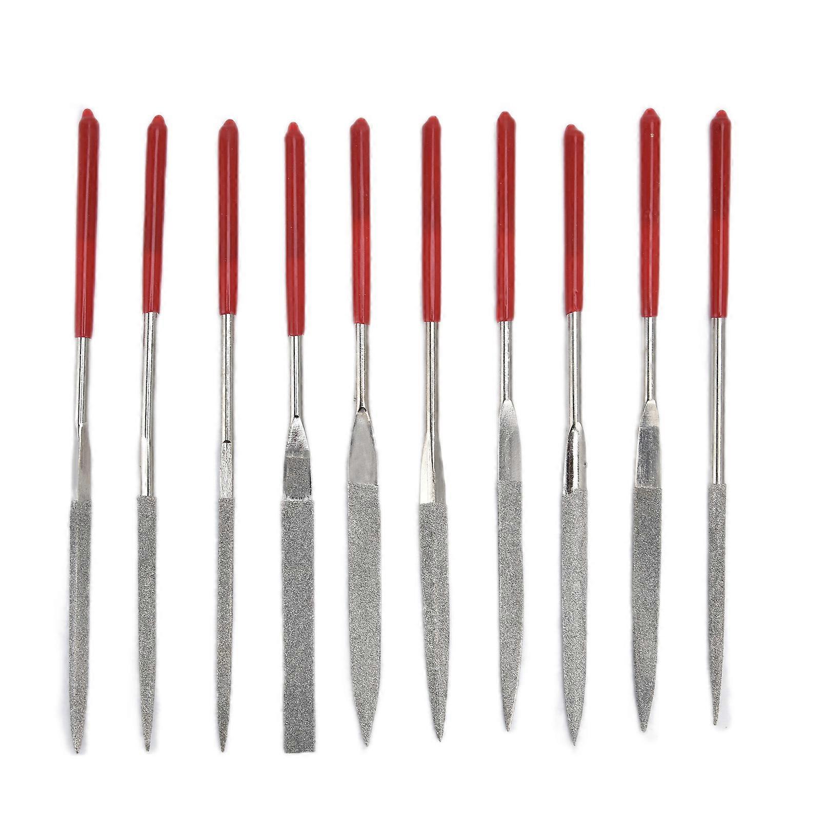10Pcs Needle File Set Hardened Sturdy Durable Comfortable Handle Convenient Jewelry Files5x180mm