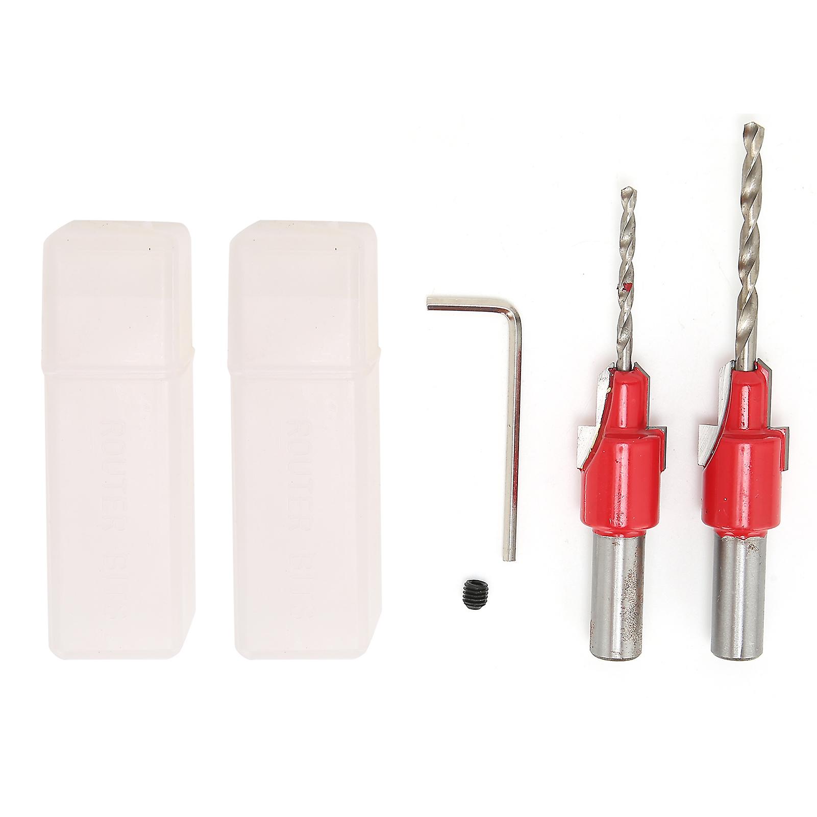 Qukaim Taper Screw Bit 2 Pcs Countersink Drill Bit Set, Aircraft Type Hole Taper Counterbore Screw Bit, Alloy Hand Tool Accessories, Suitable for