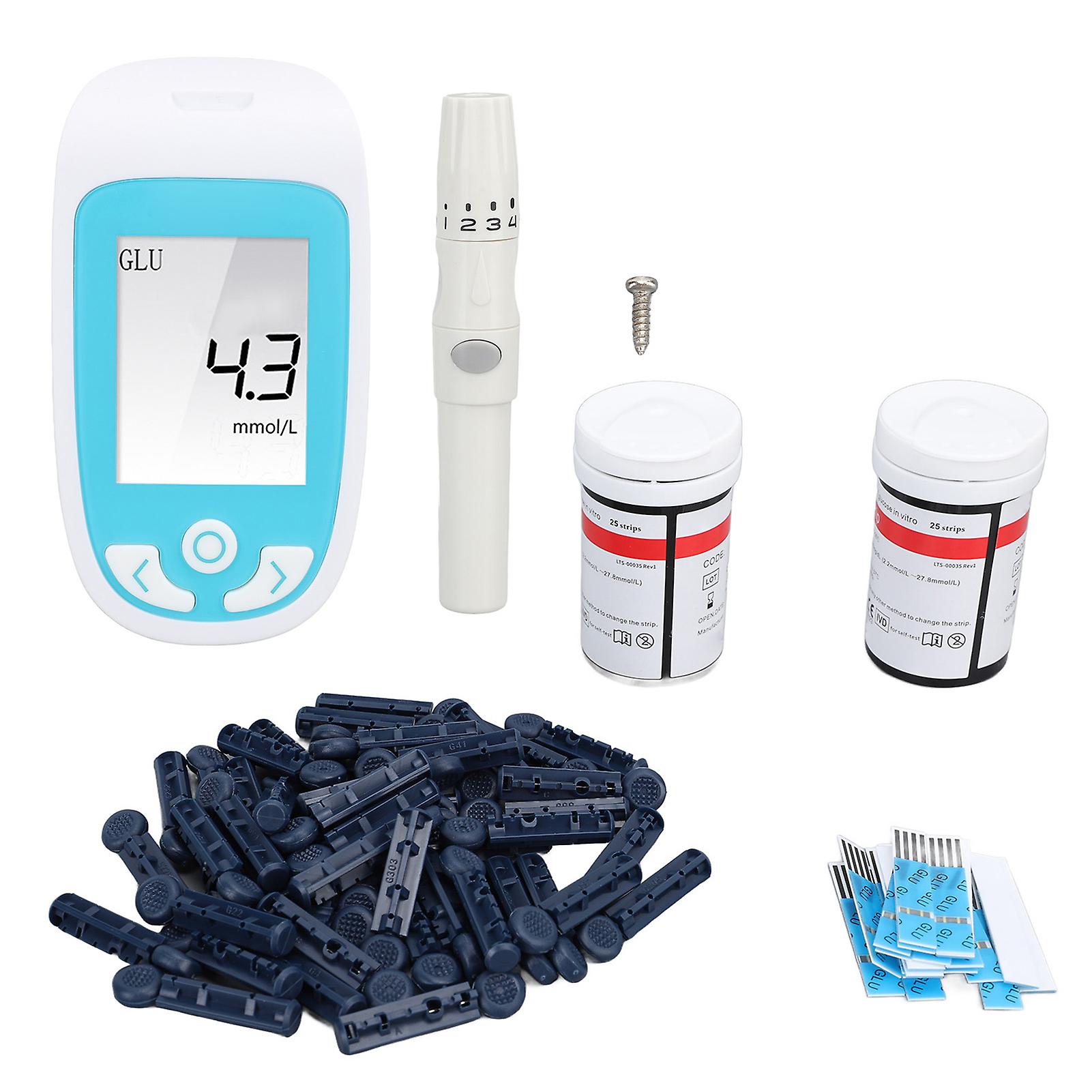 Blood Sugar Monitor Kit with 50 Test Strips & Lancets - Tracks Glucose, Uric Acid, and Cholesterol