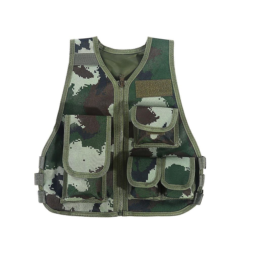 Nimomo Children Camouflage Vest Kids Tactical Vest with Multi Pouches for Outdoor Combat Hunting Games Playing Game CS(S-camouflage1)