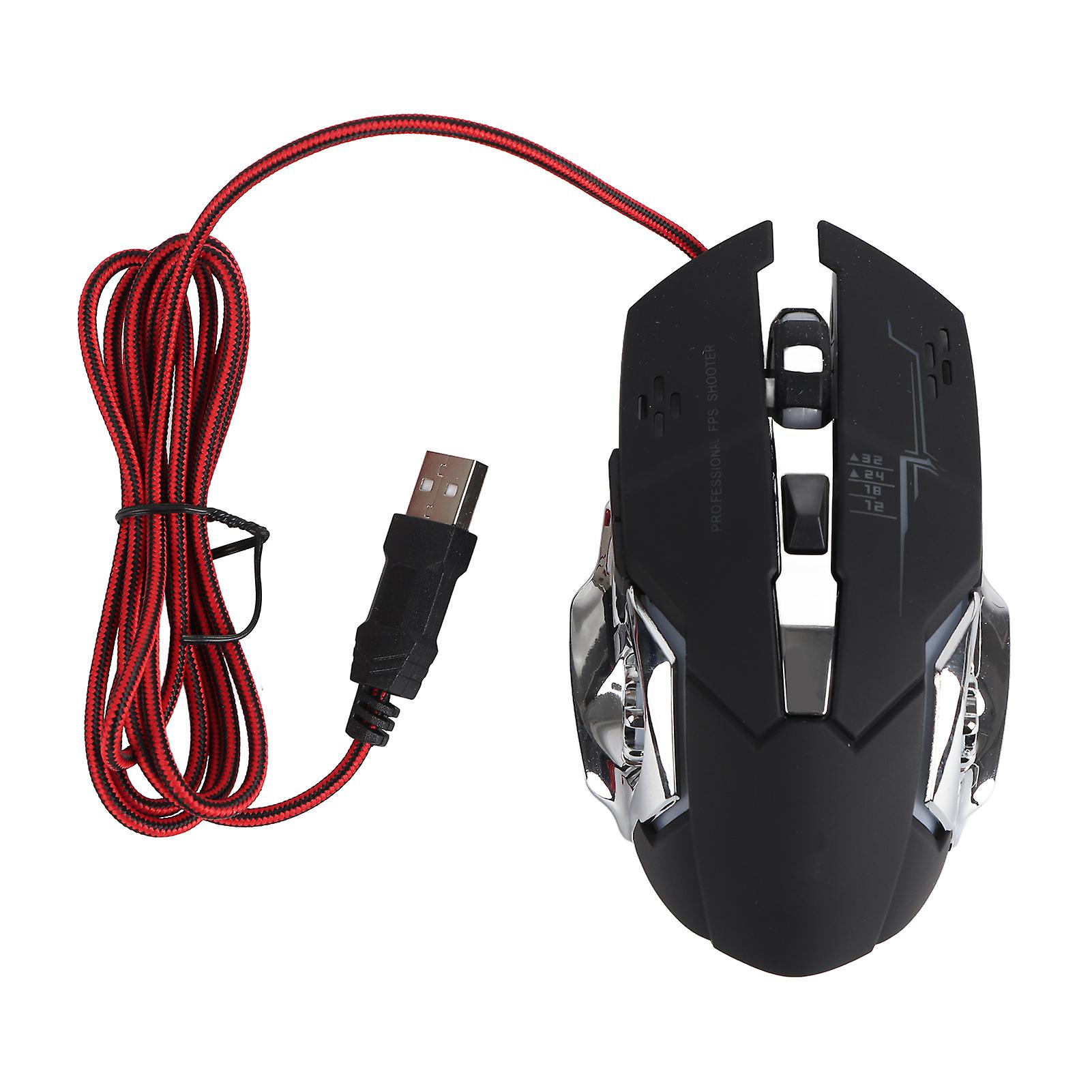 Wired Mouse Black USB Port Gaming Lighting Adjustable Optical Computer Accessories