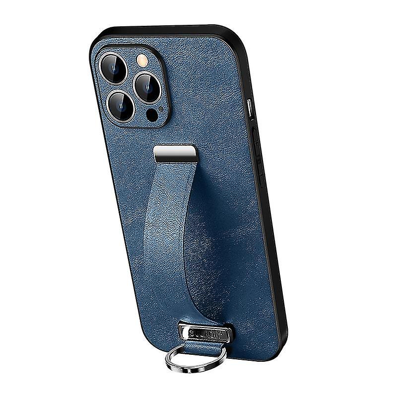 Pc+leather Texture Case For Iphone 13 Pro Max Blue