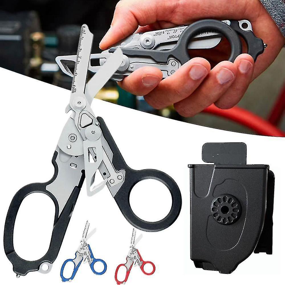 Multifunksjon Raptor 6 In1 Raptor beredskap saks med stropp kutter og glass breaker svart stropp kutter sikkerhetshammer
