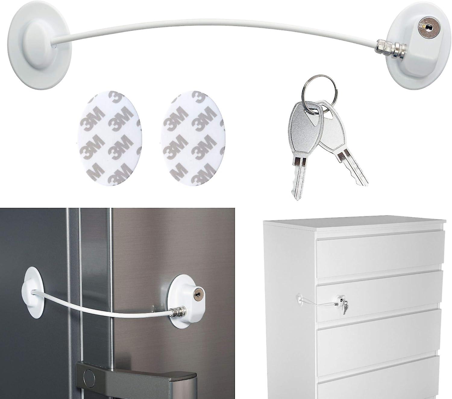 Child Safety Latch with 2 Keys for Cabinets, Cupboards, Refrigerators and