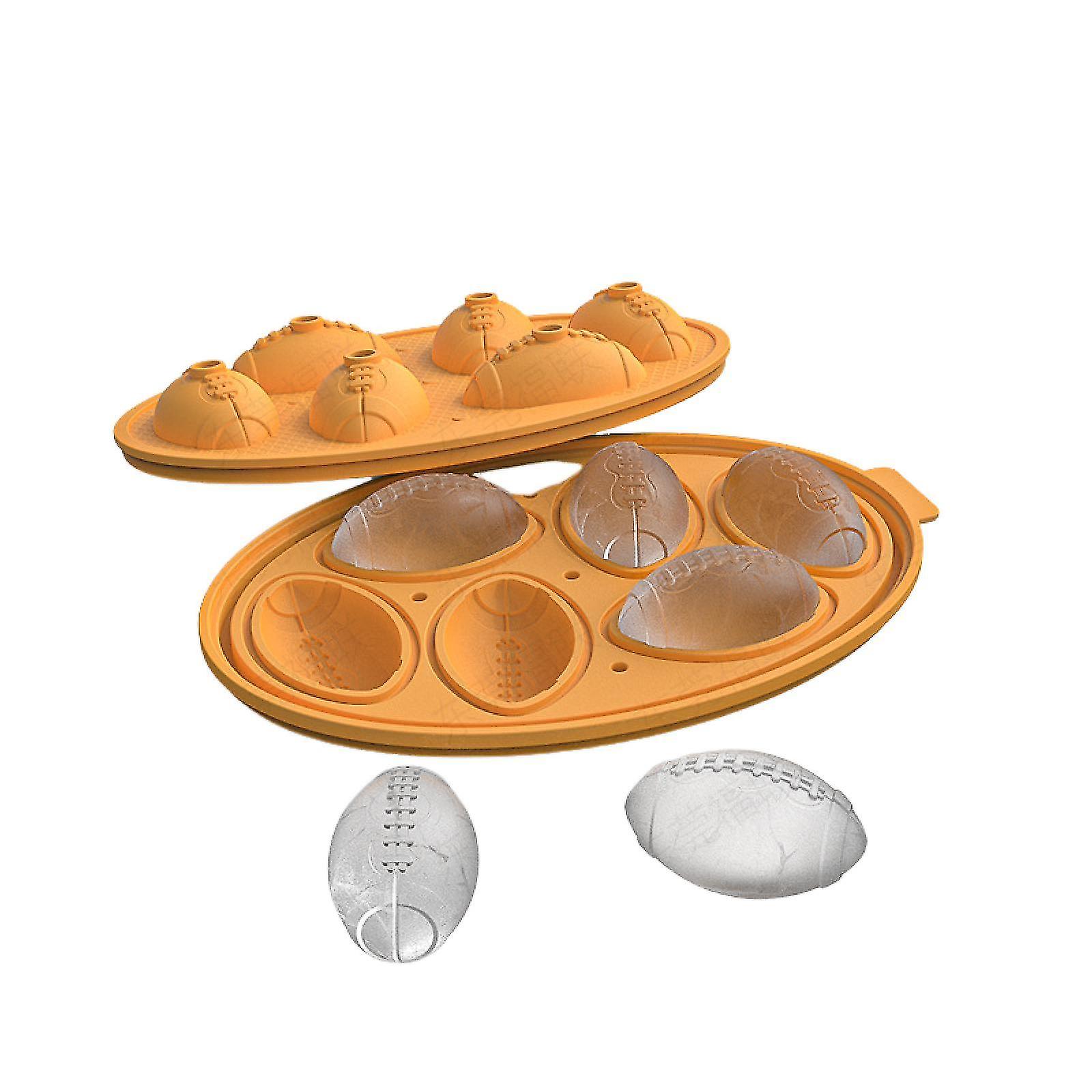 Silicone Ice Cube Tray - 6-Cavity Ice Puck Maker Mold | Reusable Oval Silicone Ice Maker BPA Free Leak Free with Lid and Funnel -GSL