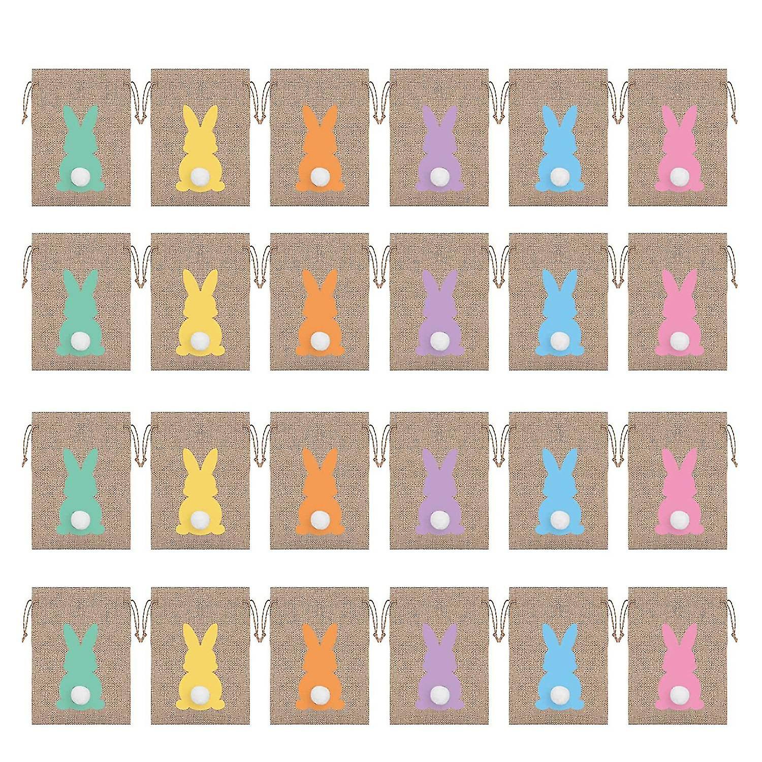 24Pcs Easter Candy Bags Unique Pattern Large Capacity Wear Resistant Non-Fading Mini Tail Design