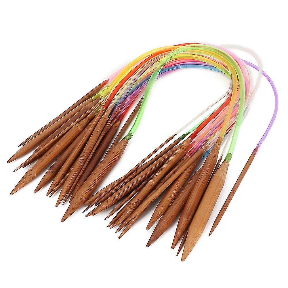 Multicolor Plastic Pipe Carbonized Double Annular Bamboo Sweater Needles(60 Cm/23.6 In)