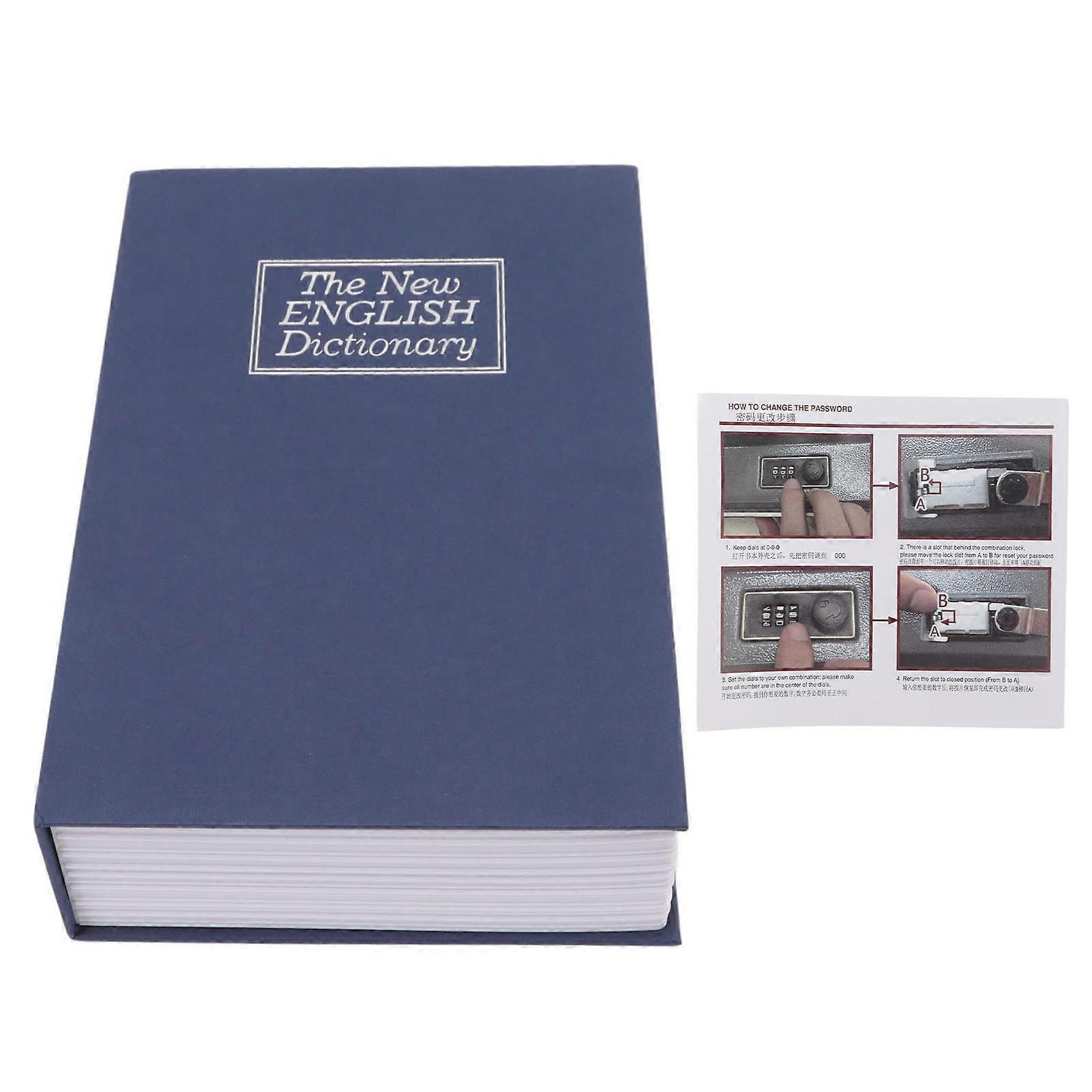 Book Safe Box Innovative Medium Dictionary Diversion Book Safe with Coded Lock for Storing Money Jewelry Cards Documents Blue