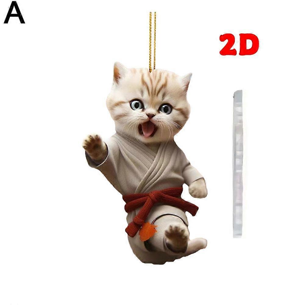 Akryyliautoriipus kaulanauhalla Kung Fu Cat Auto taustapeilikoriste